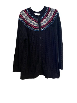 Женщина в свитер черный Nordic кнопка вверх кардиган повседневный осени уютный теплый новый без ЯРЛЫКОВ - Изображение 1 из 4