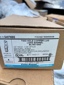 Thomas Betts 500 mcm Kcmil 54876BE 2 hole lug 1/2" hole (1 Box Of 6) - Picture 1 of 2
