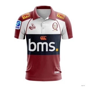 Super Rugby Queensland Reds Personalized 2025 Home Polo Print For Men's Gift - Picture 1 of 5