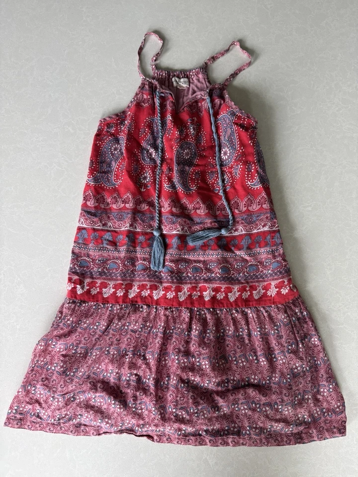 Mimi & Maggie Red Blue Block Print Paisley Dress 4T - Image 1 of 4