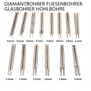 Fliesenbohrer Glasbohrer Hohlbohre Jade Stein Bohrkrone 0,4mm-3mm Diamantbohrer - Picture 1 of 5