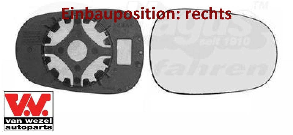 VAN WEZEL 4323832 Spiegelglas für Außenspiegel rechts für Renault  - Bild 1 von 1