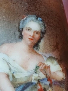 Handbemalte Porzellan Vase 18. Jahrhundert Dame & Blumen 11,5 cm hoch - Bild 1 von 19