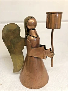 VTG Copper Christmas Angel 6” Modernist Candleholder Nun Brass 6" Tall 8 Oz - Picture 1 of 6