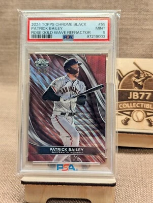 2024 Topps Chrome Black Patrick Bailey Rose Gold Ref #/15 PSA 9 SF Giants #59 - Image 1 of 3