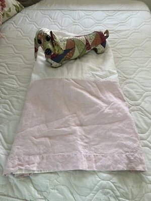 POTTERY BARN FLAX LINEN PALE PINK CRIB SKIRT - Photo 1/4