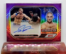 2023 Select UFC Octagon Action Signatures Purple Prizm Sean Strickland #21/49 
