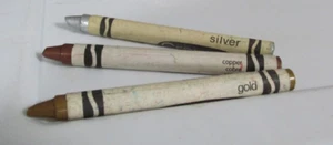 Crayola Crayon Vintage Retired Lot of 3 Used Gold Copper Silver - Picture 1 of 3