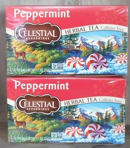 2 New Celestial Seasonings Peppermint Herbal Tea Caffeine Free 20 Count Each - Picture 1 of 4