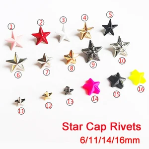 Star Cap Rivets Star Studs Spikes Metal Alloy Punk Rivets Leather-Craft DIY - Picture 1 of 21