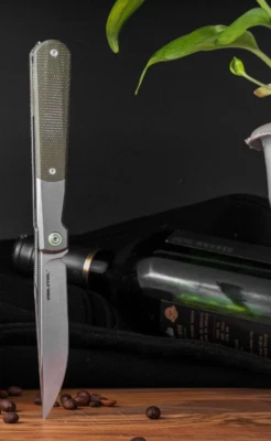 Real Steel Barlow Folding Knife 3.25" S35VN Steel Blade Titanium/Micarta Handle - Image 1 of 4