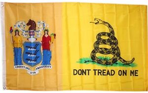 New Jersey DON'T TREAD ON ME State Flag 3x5 ft Gadsden Tea Party Rattlesnake NJ