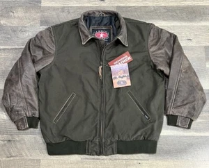 Carroll Original Wear Youth XL Green Canvas Leather Western Varsity Jacket - Picture 1 of 8