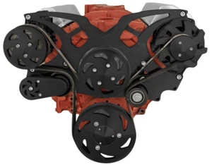 Kit de conversión de polea serpentina Chevy bloque pequeño ALT AC SBC NEGRO 350 383 - Imagen 1 de 3