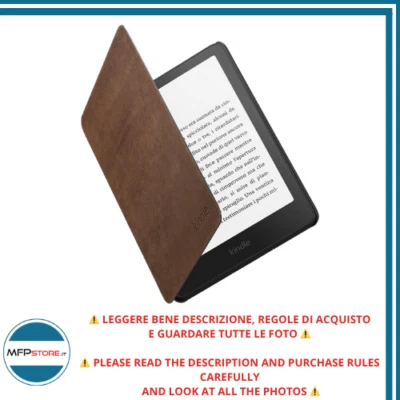 Custodia Kindle Paperwhite, Signature e Colorsoft 2024 - Vera Pelle Marrone - Immagine 1 di 3