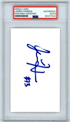 James Harden Signed 3x5 Index Card PSA COA Auto Rockets Nets MVP ASU College 13 - Image 1 of 2