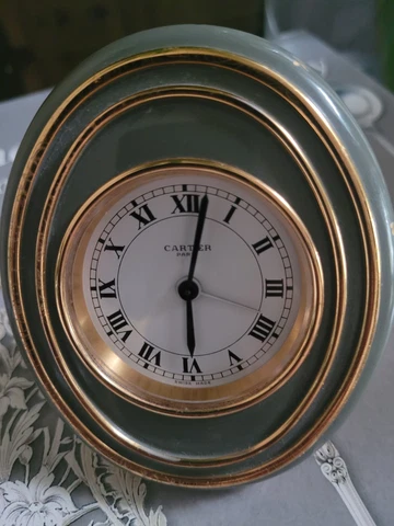 Cartier Paris Vintage Table clock, Authentic grey Enamel Alarm Clock Cover