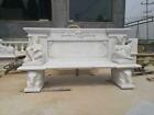 Beautiful Hand Carved Figurative Good White Marble Estate Bench - Fg87