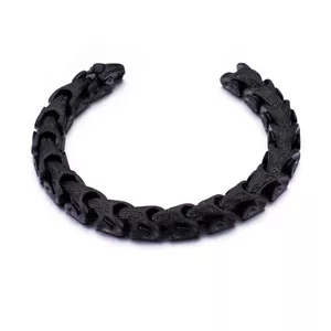 Mens Gift Black Stainless Steel Biker Bone Link chain Bracelet 11mm 8.26''(21cm) - Picture 1 of 4