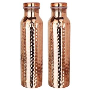 2 X Pure Copper Water Bottle For Ayurveda Health Benefits Leak Proof 100% - Picture 1 of 2