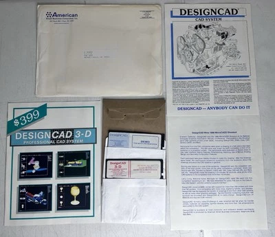 Vintage 1989 DesignCAD 3D CAD System Demo Kit w/ Brochures & Disks - MS-DOS PC - Image 1 of 4