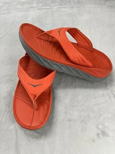 Hokas One One Flip Flops Men 11 M Orange Ora Recovery Slip On Thongs Sandal - Picture 1 of 12