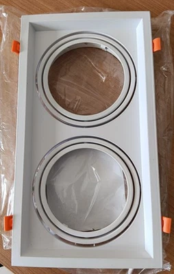 Porta faretti dopio AR111-2 Bianco Orientabile tutto in metallo - Immagine 1 di 4