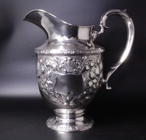 Sterling Silver Water Pitcher Rose Bouquet by Fisher Repousse No monogram - Picture 1 of 8