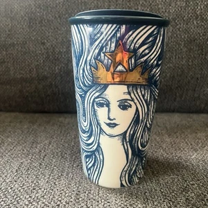 Sirena Starbucks con capelli fluenti 12 oz doppia parete bicchiere ceramica - Foto 1 di 5