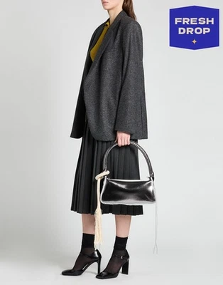 RRP €780 DENTRO Savvas Cracked Leather Hobo Bag Silver Zipped Hanging Rope  - Image 1 of 4