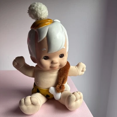 RARO VINTAGE 1993 FLINTSTONES Bamm Bamm BONECA MACIA DE PELÚCIA CABEÇA DE VINIL MATTEL - Imagem 1 de 4