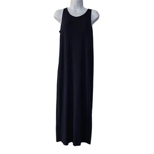 Eileen Fisher Maxi Dress Womens Navy PS Sleeveless Scoop Neck Knit Viscose Blend - Picture 1 of 12