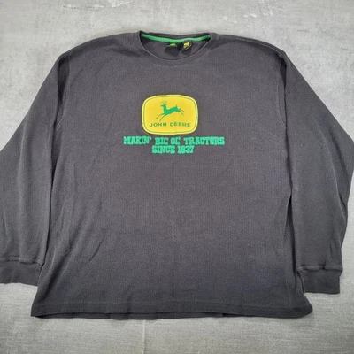 John Deere Makin Big Tractors Thermal Long Sleeve Black Shirt XXL - Image 1 of 4