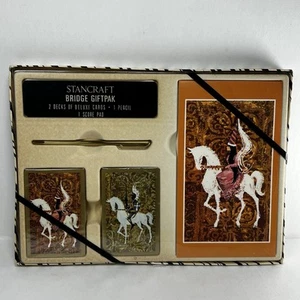 Vtg Stancraft Camelot Knights Bridge Gift Pack 2 Decks Playing Cards Score Pad - Picture 1 of 9