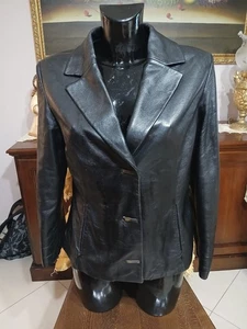 Jacke Mantel palmitessa Leder Frau Farbe Schwarz Größe 44 Cod. CC0173 - Imagen 1 de 7