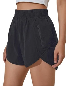 Women's Running Shorts Elastic High Waisted with Pockets, Sporty Workout Quic... - Picture 1 of 6