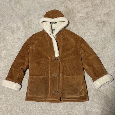 VTG Gallery Womens Sz M Genuine Leather Winter Coat Jacket Faux Fur Lining Brown - Image 1 of 4