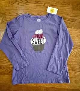 LIFE IS GOOD Girls Long Sleeve Shirt Size YOUTH XL Purple-Totally Sweet Cupcake - Picture 1 of 4