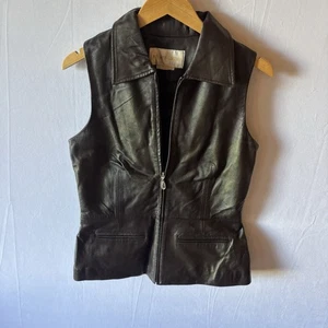 Margaret Godfrey Soft Black Leather Vest Full Zip Women’s 8 - Picture 1 of 3