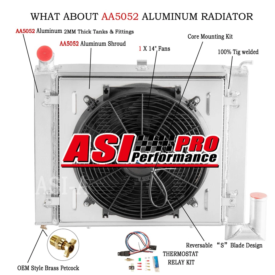 4 Row Radiator Shroud Fan For 63-72,67 Chevrolet Corvette Base V8 5.7L 5.4L 5.3L Foto 1 de 4