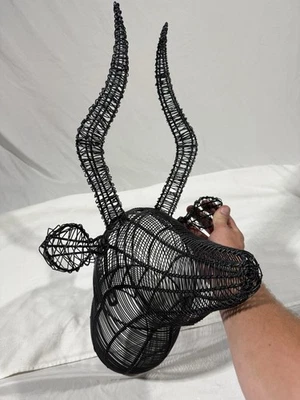 Alambre imitación taxidermia ciervo montaje escultura decoración del hogar ibex arte de pared antílope Foto 1 de 4