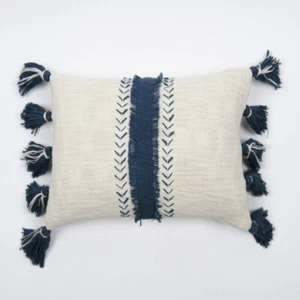 Boho Indigo Tassel Cushion Cover - Picture 1 of 3