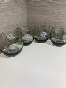 (4) Vintage Chicago Bears Football Low Ball Smokey Charcoal Glasses NFL Helmet - Picture 1 of 12