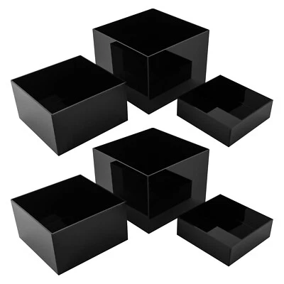 6 Pcs Acrylic Display Risers Acrylic Boxes Acrylic Display Nesting Cubes Black - Image 1 of 4