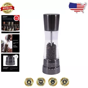 Elegant Gunmetal Pepper Mill - 6 Adjustable Grinding Levels for Flavorful Meals - Picture 1 of 11