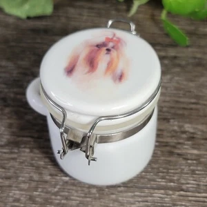 Caja de baratija con tapa con bisagras Shih Tzu cachorro perro, tarro de condimentos sin cuchara. - Imagen 1 de 11