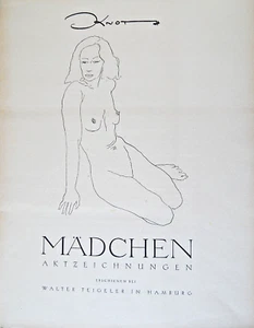 MÄDCHEN AKTZEICHNUNGEN sign. Werner KNOTH 46 187/250 Orginallitho 6 Blätter - Bild 1 von 8