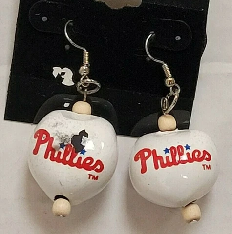 MLB Philadelphia Phillies Go Nuts Kukui Nut Earrings, New Cover