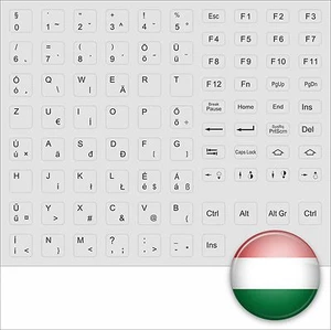 KEYBOARD STICK TASTATURAUFKLEBER UNGARISCH HUNGARY GREY - Picture 1 of 1