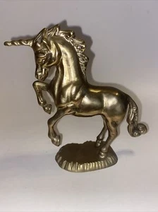 Vintage Retro Solid Brass 6” Unicorn Majestic Figurine Fantasy Whimsical Cute - Picture 1 of 7